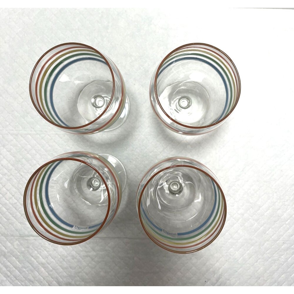Set of 4 Fiesta Multicolor Striped Footed Goblets/Wine Glasses, No Chips-EXCL - Picture 4 of 8